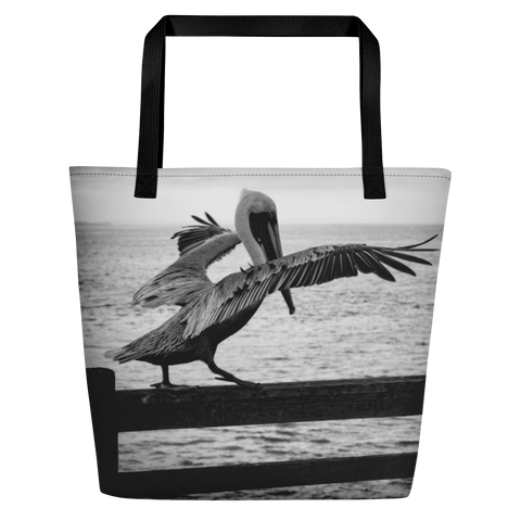 Pelican on a Pier Tote Bag
