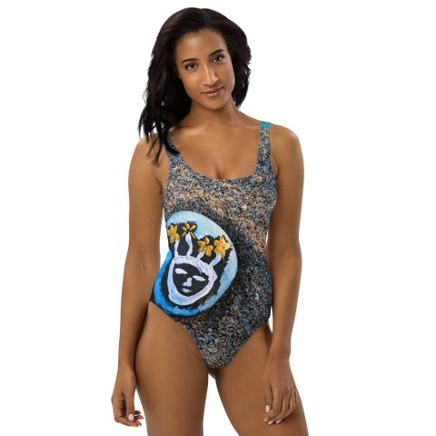 Resting Beach Face One-Piece Swimsuit
